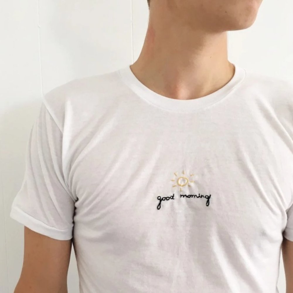 Good morning embroidered t-shirt